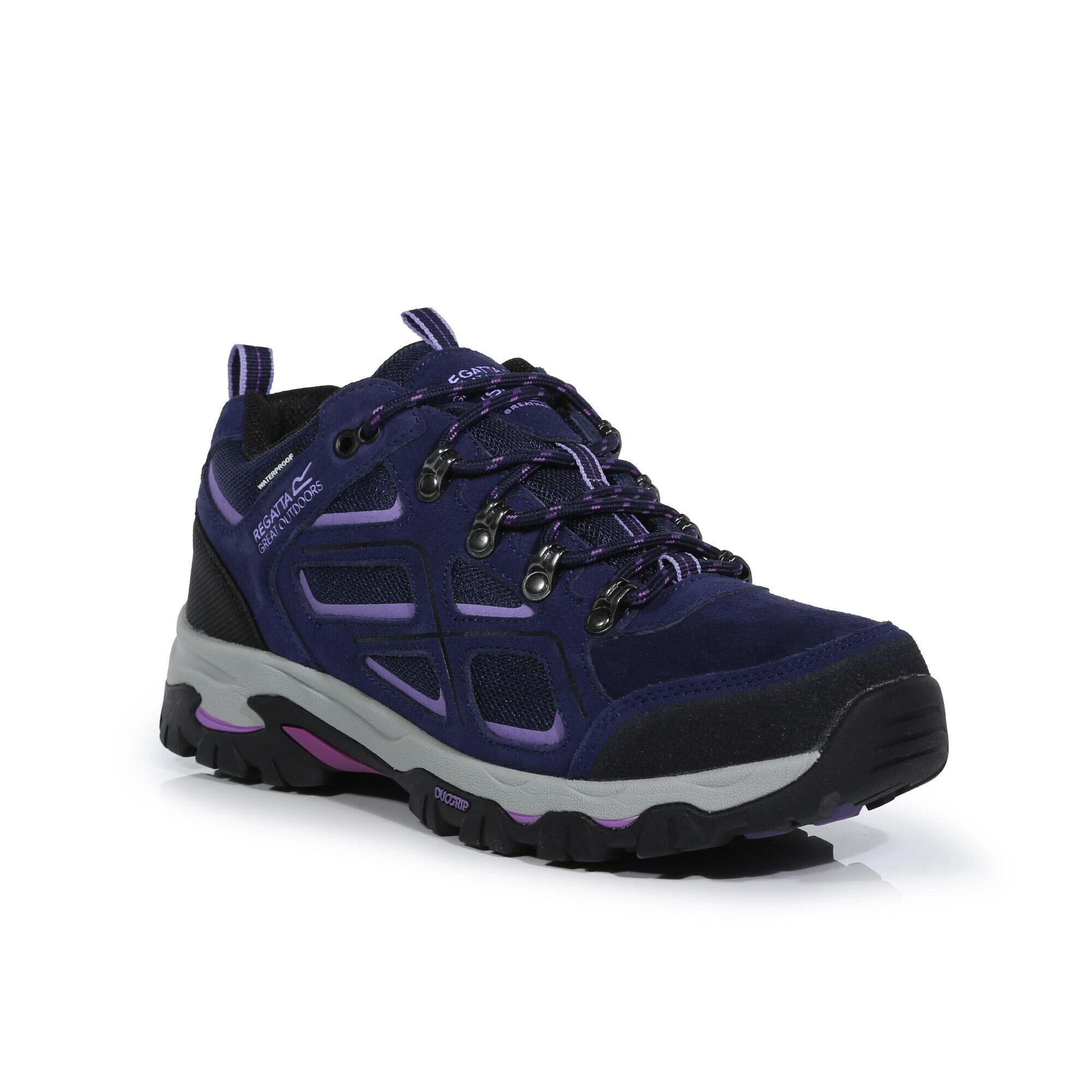 Regatta Womens/Ladies Tebay Waterproof Suede Walking Shoes (Midnight/Lilac Bloom) 1 Regatta Womens/Ladies Tebay Waterproof Suede Walking Shoes (Midnight/Lilac Bloom)