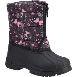 Cotswold Childrens/Kids Iceberg Butterfly Snow Boots (Pink/Black)