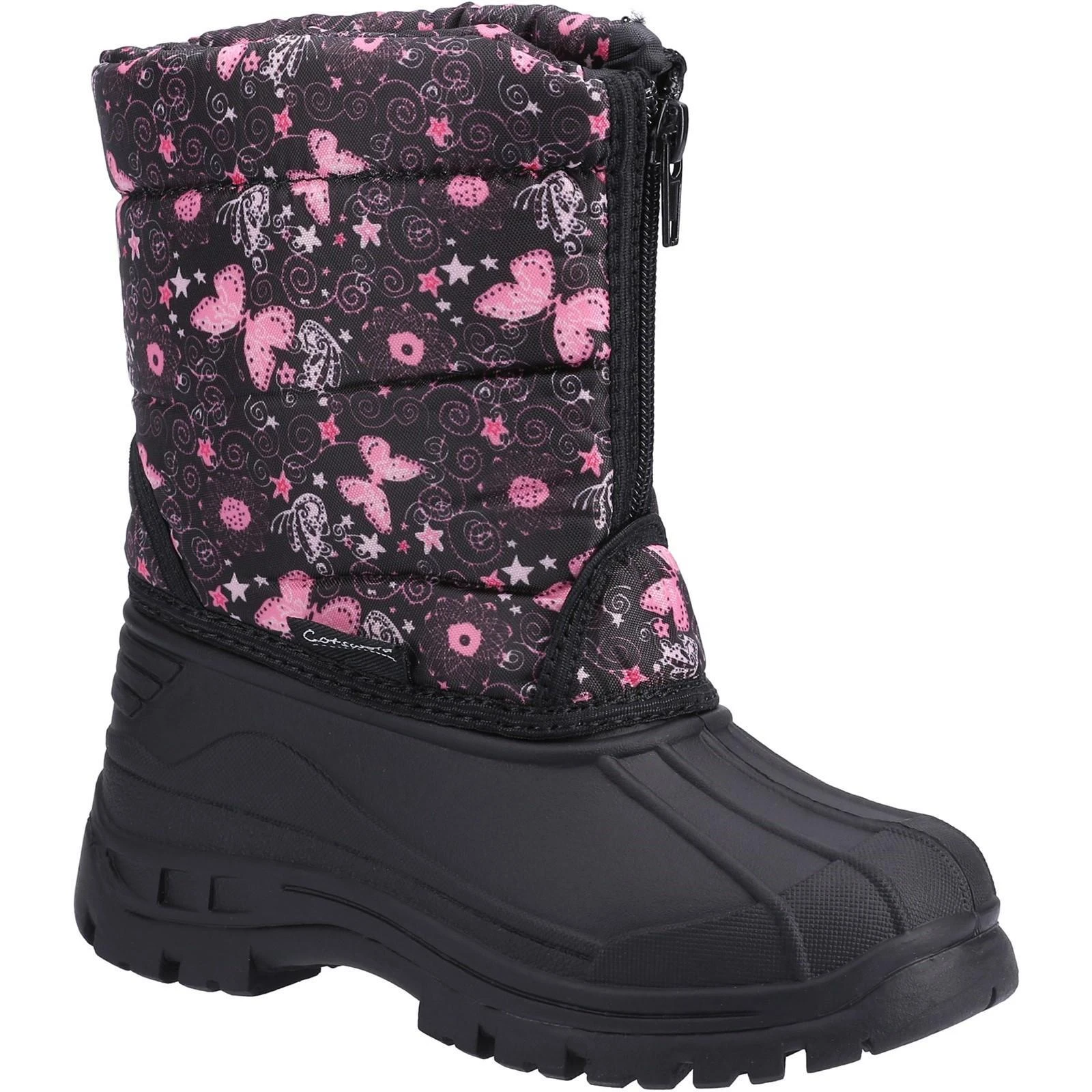 Cotswold Childrens/Kids Iceberg Butterfly Snow Boots (Pink/Black) 1 Cotswold Childrens/Kids Iceberg Butterfly Snow Boots (Pink/Black)