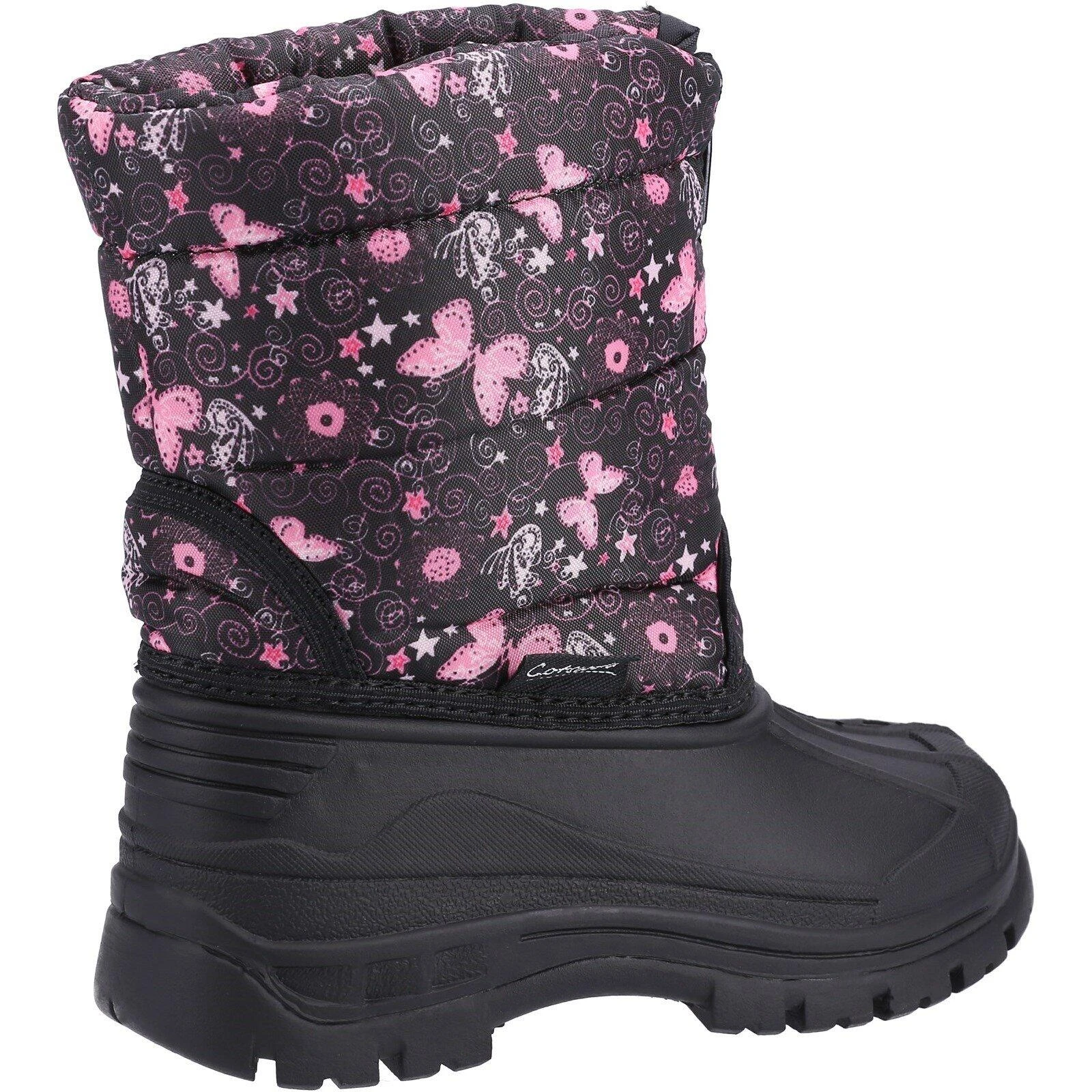 Cotswold Childrens/Kids Iceberg Butterfly Snow Boots (Pink/Black) 2 Cotswold Childrens/Kids Iceberg Butterfly Snow Boots (Pink/Black) - Image 2