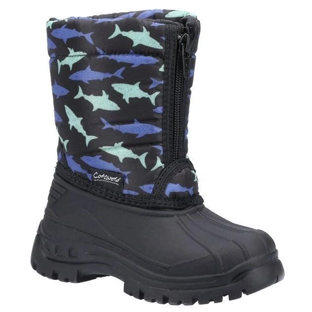 Cotswold Childrens/Kids Iceberg Shark Snow Boots (Black) 1 Cotswold Childrens/Kids Iceberg Shark Snow Boots (Black)