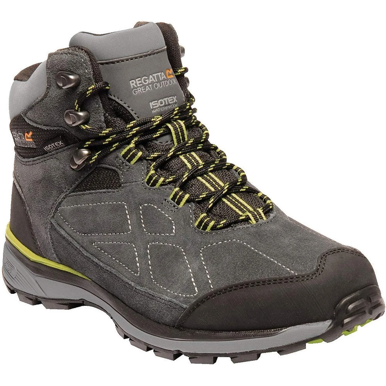 Regatta Mens Samaris Suede Hiking Boots (Briar/Lime Green) 1 Regatta Mens Samaris Suede Hiking Boots (Briar/Lime Green)