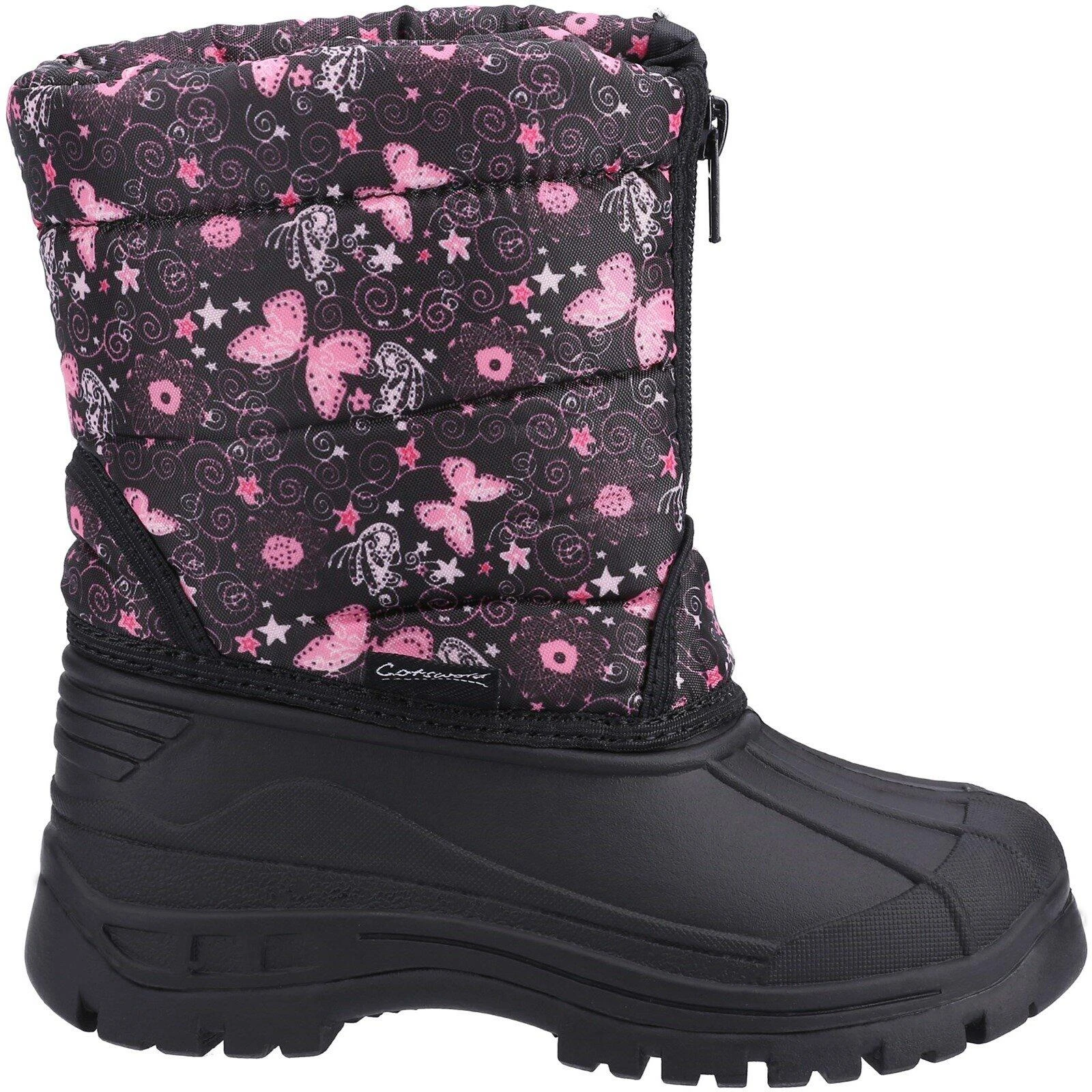 Cotswold Childrens/Kids Iceberg Butterfly Snow Boots (Pink/Black) 3 Cotswold Childrens/Kids Iceberg Butterfly Snow Boots (Pink/Black) - Image 3